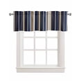 thumbnail image 1 of Faux Linen Valances for Windows Blue Brown Stripes Curtains Valance Light Filtering Rod Pocket Small Window Treatment for Kitchen Living Room Bedroom 60x18In, 1 of 6