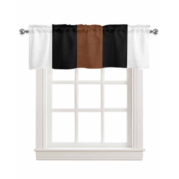 Faux Linen Valances for Windows Boho Black Brown and White Striped Tribal Farmhouse Style Curtains Valance Light Filtering Rod Pocket Small Window Treatment for Kitchen Living Room Bedroom 60x18In