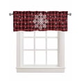 thumbnail image 1 of Faux Linen Valances for Windows Merry Christmas Snowflakes,Buffalo Plaid Red Black Curtains Valance Light Filtering Rod Pocket Small Window Treatment for Kitchen Living Room Bedroom 54x18In, 1 of 6