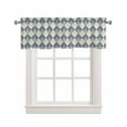 thumbnail image 1 of Faux Linen Valances for Windows Modern Abstract Geometric Blue Gold Vintage Feather Texture Curtains Valance Light Filtering Rod Pocket Small Window Treatment for Kitchen Living Room Bedroom 42x18In, 1 of 6