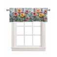 thumbnail image 1 of Faux Linen Valances for Windows Newspaper Art 3D Flower Printing Pattern Curtains Valance Light Filtering Rod Pocket Small Window Treatment for Kitchen Living Room Bedroom 42x12In, 1 of 6