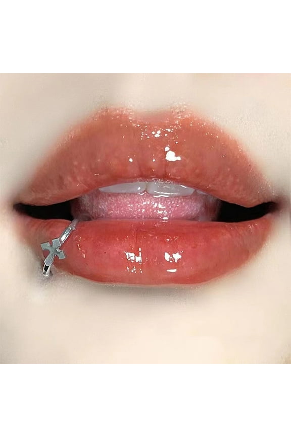 Faux Lip Piercing Ring Cross Clip-On Jewelry Titanium Steel No-Piercing Stud