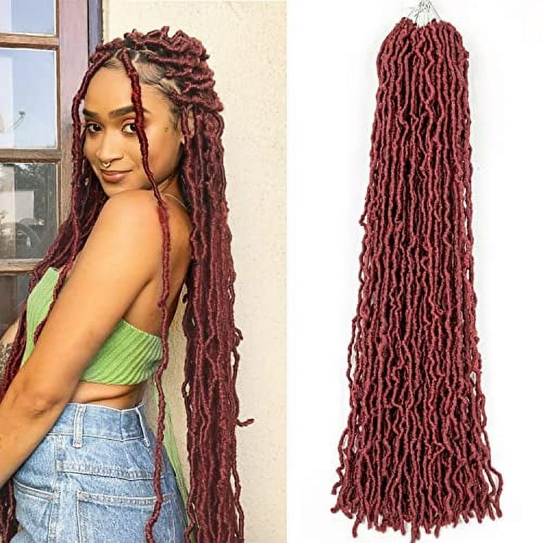 Faux Locs Crochet Hair Red Soft Locs 24 inch 7 Packs Burgundy Pre Looped Crochet Locs Goddess Locs Crochet Hair For Black Women Braiding Hair Extensions 24 Inch Pack of 7 BUG Walmart