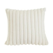 Faux Long Plush Decorative Throw Pillow Luxury Soft Fluffy Striped Cute Pillow Cushion for Sofa Couch Bed Living Room Home Decor, White