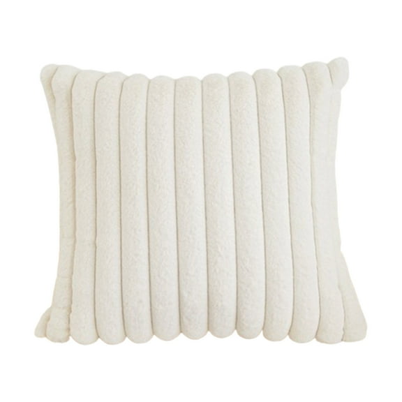 Faux Long Plush Decorative Throw Pillow Luxury Soft Fluffy Striped Cute Pillow Cushion for Sofa Couch Bed Living Room Home Decor, White