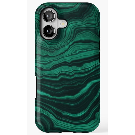 Faux Malachite Green Marble Light Veins Phone Case for iPhone 11 12 13 14 15 16 17 Pro Max