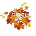 thumbnail image 1 of Faux Maple Leaf Candle Wreath for Thanksgiving, Autumn Table Decor, Harvest Festival Centerpiece with Artificial Flowers, Multi-Use Candle Ring for Candles, Lanterns, and Home Decoration, 1 of 6