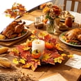 thumbnail image 1 of Faux Maple Leaf Pumpkin Candle Ring Wreath, Artificial Fall Table Centerpiece with Berries for Thanksgiving , Rustic Home Decor for Pillar Candles, Mantel, and Dining Table, 1 of 6