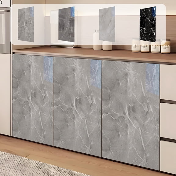 Faux Marble Adhesive Film Waterproof Oil Proof Sticker, for Kitchen Countertops Cabinets Doors Self Adhesive Removable Decorative Renovation Vinyl, 4Th Of July Decorations, 24in, B
