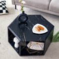 thumbnail image 1 of Faux Marble Coffee Table with Storage, Geometric Living Room Table, 1 of 9