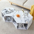 thumbnail image 1 of Faux Marble Coffee Table with Storage, Geometric Living Room Table, 1 of 6