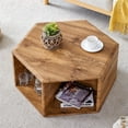 thumbnail image 1 of SUDICA Hexagon Wood Coffee Table, Dual-Use Storage Accent Table for Living Room or Corner, 1 of 10