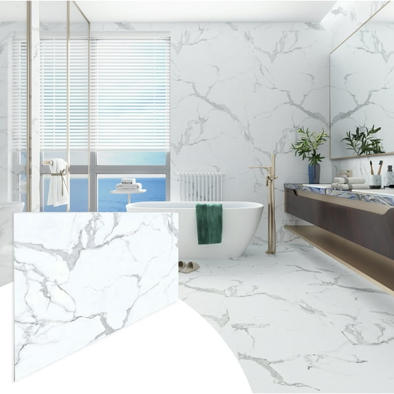 Faux Marble Panels - 2X4 - Matte - Off-White, Grey, Tan Veins - Covers 31 sqft