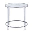 thumbnail image 1 of Faux Marble Round End Table, Chrome Base, Nesting Cocktail Tables for Living Room, 1 of 4