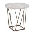 thumbnail image 1 of Faux Marble Top Side Table, Gray - 24" Height, Hexagonal Web-style Metal Base, Stable And Practical Round Shaped Top, Adjustable Levelers, Stylish Option, 1 of 2