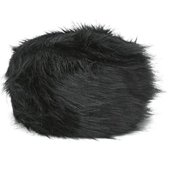 Faux Mink Fur Russian Style Winter Head-wear (One Size, Black Wrap Cap)