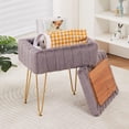 thumbnail image 1 of Faux Mink Fur Storage Ottoman, Modern Soft Footstool, Storage Bench with Metal Legs, Vanity Seat, Fur Stool, Ottoman Coffee Table, Makeup Chair, Vanity Stools for Bedroom (Grey), 1 of 16