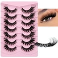 thumbnail image 1 of Faux Mink Lashes Fluffy Cat Eye Natural Look False Eyelashes Volume Wispy Fox Eye Crossed 17MM Thick Fake Lashes Look Like Eyelash Extensions Pestañas 7 Pairs Pack, 1 of 7