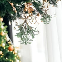 Faux Mistletoe Wall Hanging - Mistletoe for Christmas Mantel, Fireplace, Indoor, Christmas Tree Accessory, Realistic Design, For Holiday Gatherings, Easy to Hang & Reuse, White, 9.05in/23cm