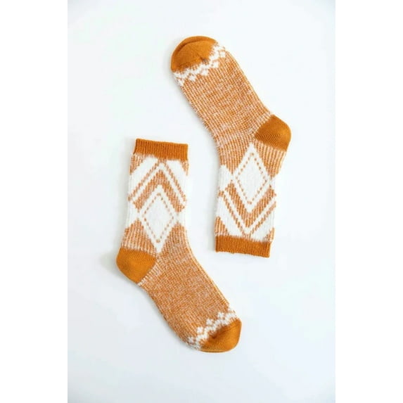 Faux Mohair Diamond Pattern Socks