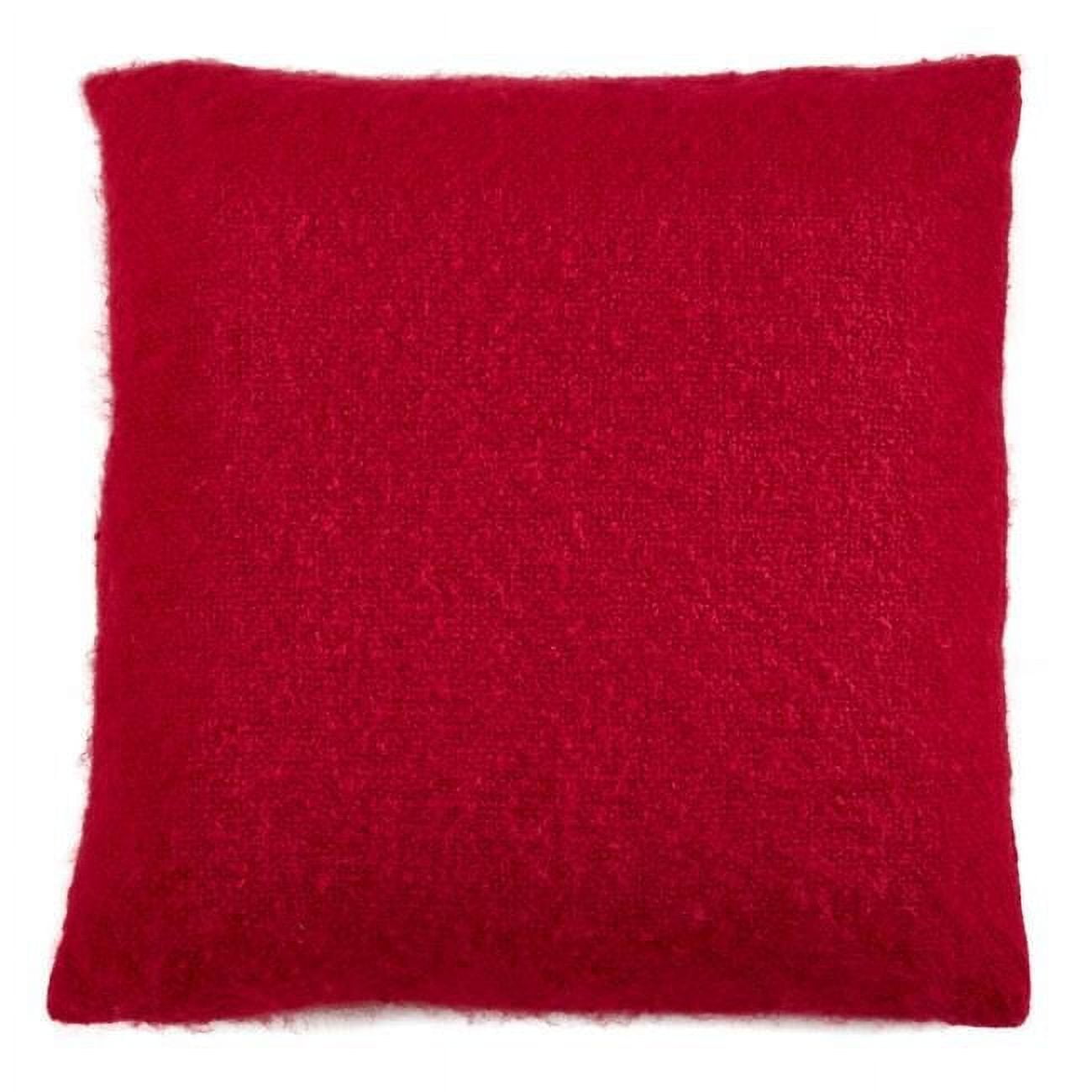 18"x18" Red Faux Mohair Square Throw Pillow