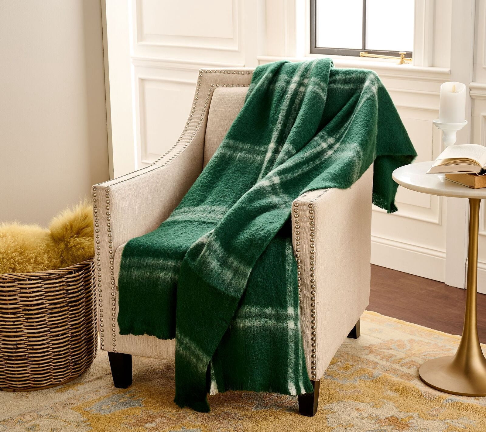 Faux Mohair Windowpane Plaid Throw by Lauren McBride