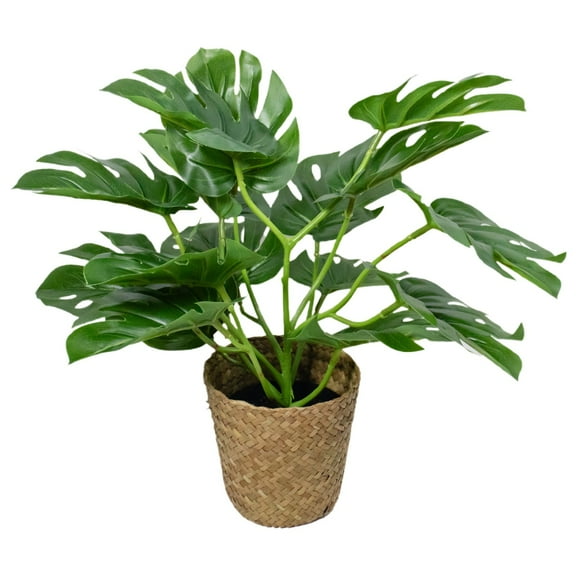 Faux Monstera Plant, Ongmies 13'' Plant Artificial Monstera Plant Faux Plants Indoor for Living Room Porch Balcony Garden Decor, Artificial Monstera Faux Plant