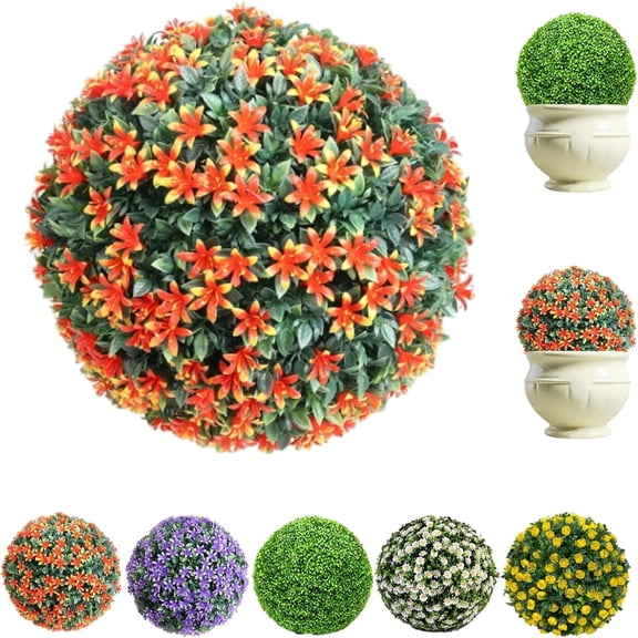 Faux Mum Garden Spheres, Wicker Park Garden Spheres, Artificial Mum Spheres, Faux Fall Mums Sphere for Outdoor Planters