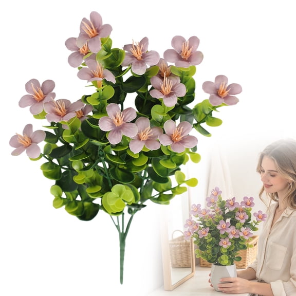 Faux Mums for Outdoor Planters, 13.78 inch Artificial Daisy Flowers with Eucalyptus Stems, Fake Floral Picks, Lifelike Greenery Bouquet, for Wedding Table, Farmhouse Arrangement, Fall Outdoor Decor