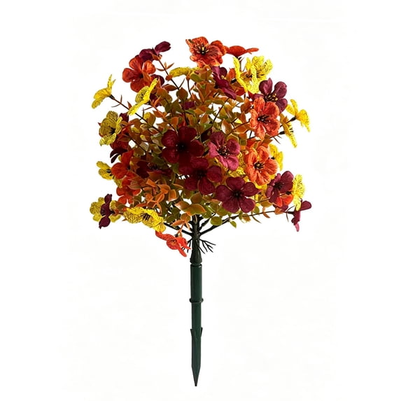 Faux Mums for Outdoor Planters, 3 Pcs Artificial Fall Flower Bush Picks, UV Resistant Harvest Faux Floral Stems, Autumn Seasonal Foliage Sprays, Thanksgiving Decorative Floral Arrangement