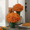 thumbnail image 1 of Faux Mums for Outdoor Planters,Artificial Sunset Fake Mums, Artificial Mums for Outdoors -Uv Resistant, Waterproof, Windproof, Fake Fall Flower Daisy with Eucalyptus,Look Real,Full,Vibrant (5 Bundle), 1 of 5