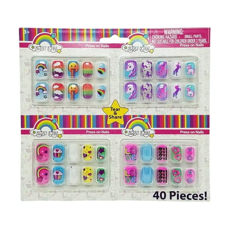 Faux Nails 10 piece set, Mutli Designs, 4 Pack, Simply Sweet
