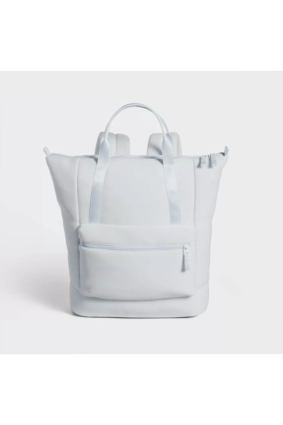 Faux Neoprene Backpack Tote - Ice Blue
