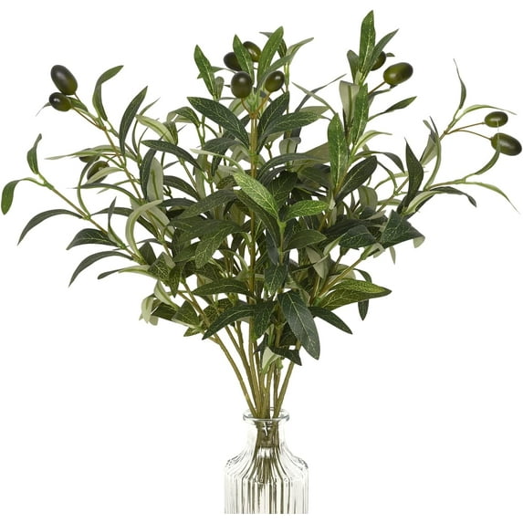 Faux Olive Branches for Vases, Olive Tree Branches with Lifelike Olives, Artificial Greenery Stems Decor for Centerpieces Floral Arrangements Vases (3Pcs, 18 Inch)