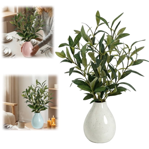 Faux Olive Plant with Ceramic Vase,Small Artificial Olive Tree for Indoor Home Office Decor,Realistic Fake Greenery for Desk,Shelf & Bathroom