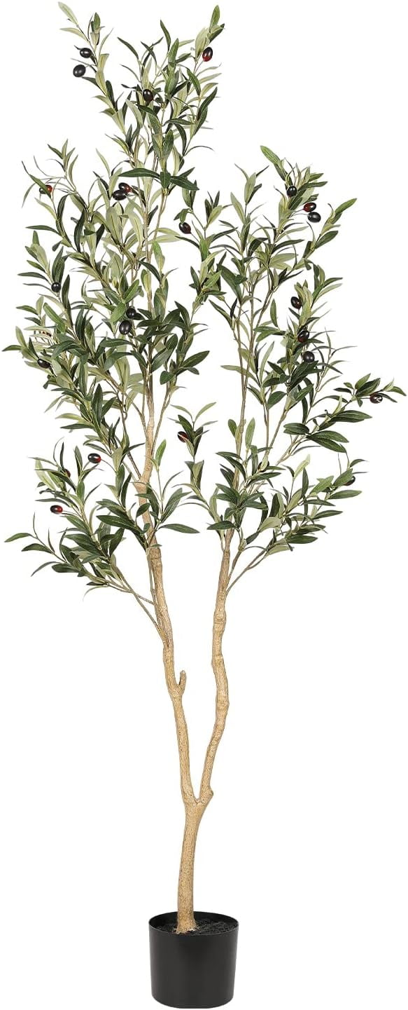 Faux Olive Tree 5 feet, Fake Potted Olive Silk Tree with Branches and