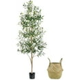 thumbnail image 1 of Faux Olive Tree 6FT, Artificial Potted Tree with Planter, Silk Plants Indoor Outdoor, Lifelike Olive Plants with Natural Wood Trunk, Fruits and Buds, Home Office Decor, 1 Pack, 1 of 16