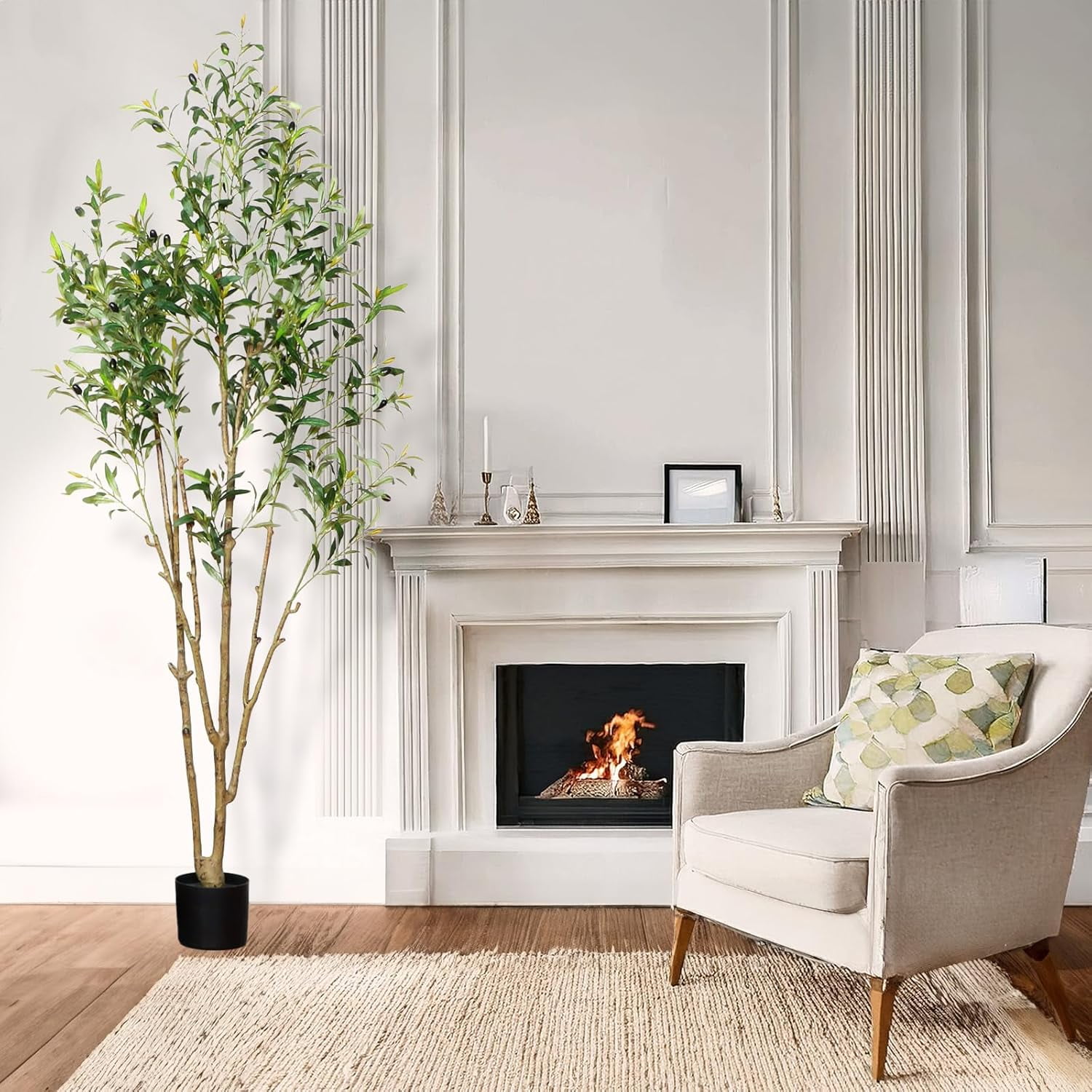 Faux Olive Tree 7ft (84 Inch), Olive Trees Artificial Indoor with ...