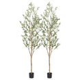 Faux Olive Tree 7ft，Olive Trees Artificial Indoor with Natural Wood