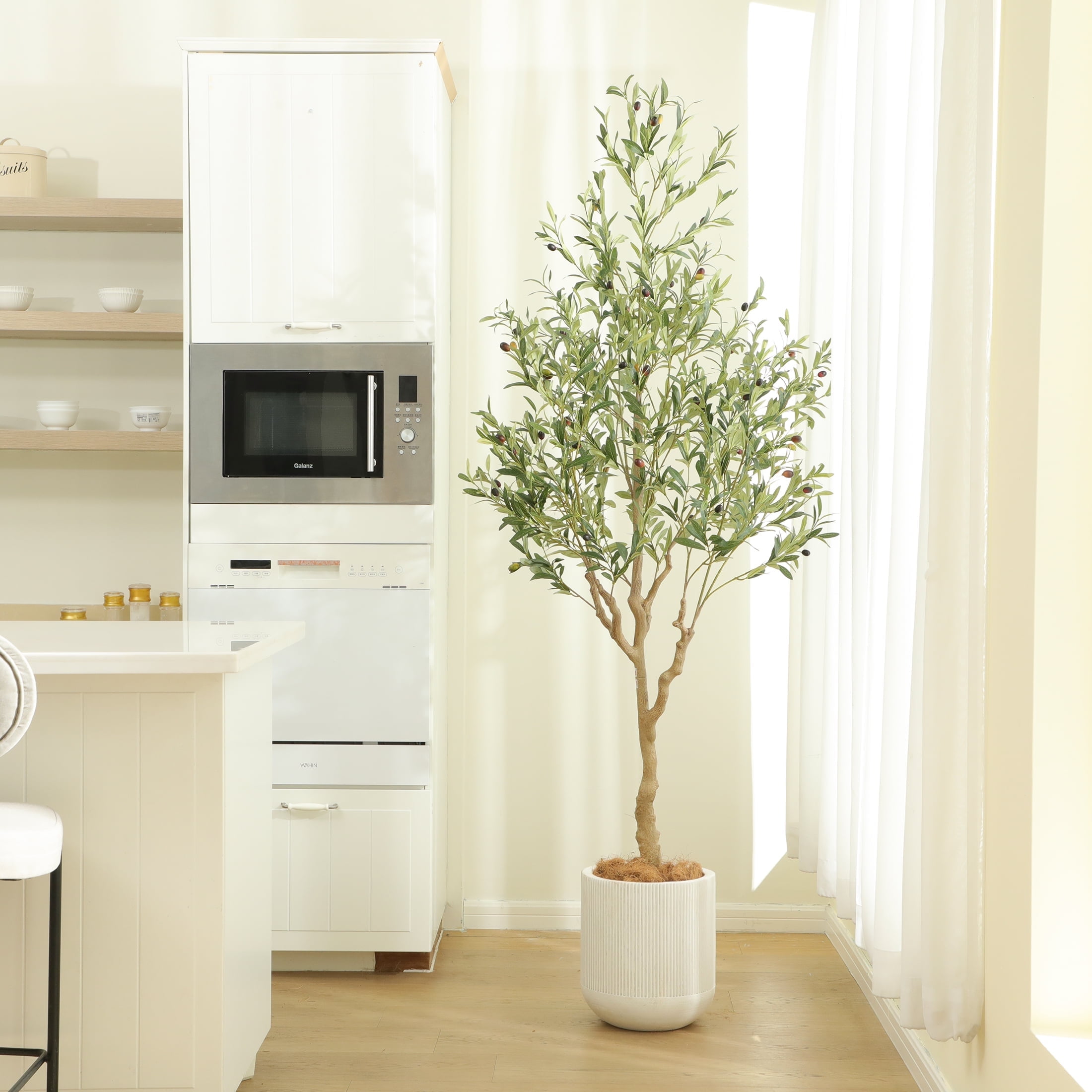 Nafresh 7FT Tall and Fuller Style Artificial Olive Tree, Realistic Faux Olive Plant for Indoor Décor