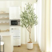 Nafresh 8FT Tall and Fuller Style Artificial Olive Tree with Pot - Realistic Faux Olive Plant for Indoor Décor