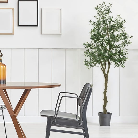 Faux Olive Tree, Fake Black Olive Tree with Pot, Indoor Tall Artificial Plants for Living Room Home Office Store Indoor Outdoor Decor, Housewarming Gift Idea