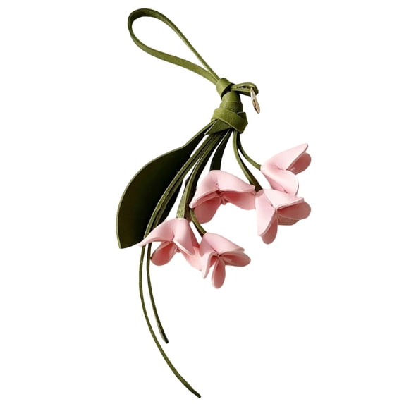 Faux Osmanthus Flower Bag Charm, Light Pink PU Leather Backpack Keychain Accessory, Realistic Floral Hanging Decor for Handbags Zippers Car Mirror, Durable Water-Resistant Gift for Women