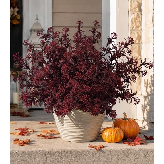 Faux Outdoor Plants Artificial Plants for Outdoors, 6 Bundles Artificial Greenery Plastic UV Resistant Fake Plants for Planters Porch Patio Garden Autumn Home Decor