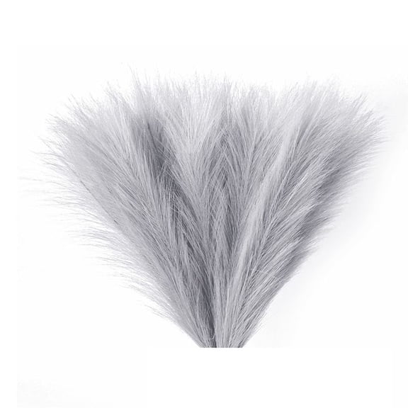 Faux Pampas Grass,18In/45Cm Artificial Grass 5 Stem Pompous Flower Arrangement for (Grey)