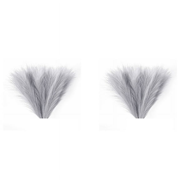 Faux Pampas Grass,18In/45cm Artificial Grass 10 Stem Pompous Flower Arrangement for (Grey)