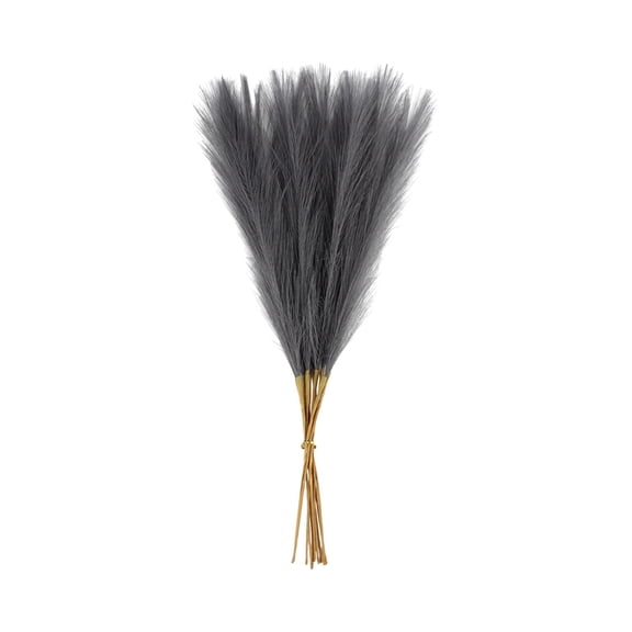 Faux Pampas Grass Artificial 18 Inch, Velvety Soft Fake Flowers for Vase Fillers, Boho Wedding Party Home Decor, Gothic Contemporary Interior Decorations in White Pink Black Gray