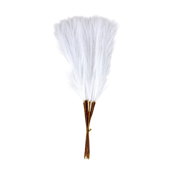 Faux Pampas Grass Artificial 18 Inch, Velvety Soft Fake Flowers for Vase Fillers, Boho Wedding Party Home Decor, Gothic Contemporary Interior Decorations in White Pink Black Gray
