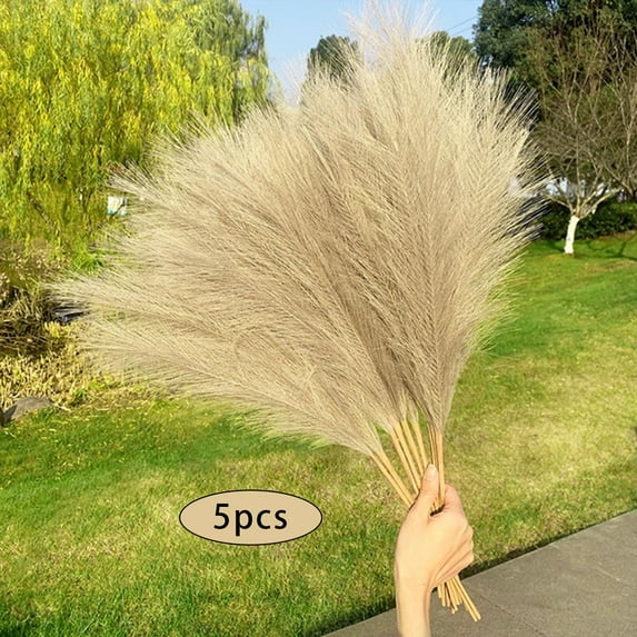 Faux Pampas Grass Decor Artificial Pampas Grass Decor for Home Wedding Decor Flower Arrangement and Vase Fillings , light brown