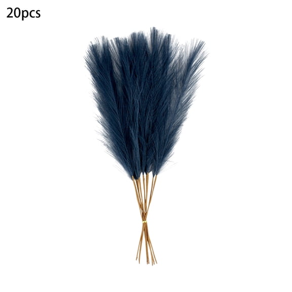Faux Pampas Grass Decor, Each Stem Fluffy Small Pompous Grass for Vase Filler in Table Vase Decor for House, Office, Boho Wedding Flower Blue